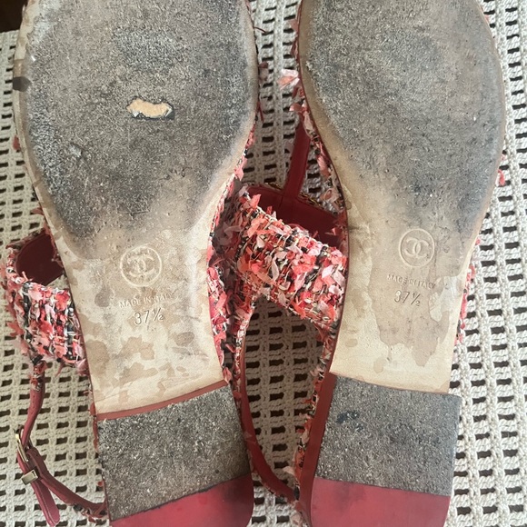 Authentic Chanel Pink Tweed Sandals - Picture 2 of 5